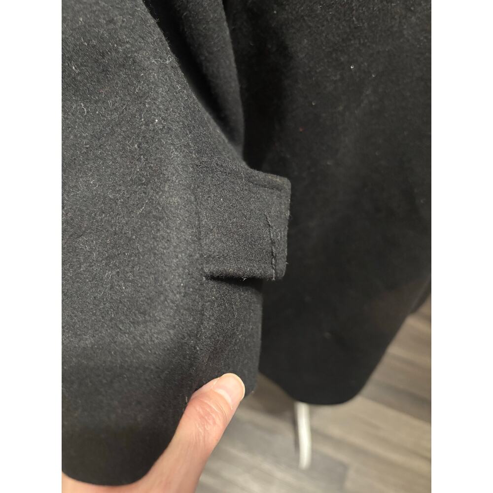 Jones New York wool long trenchcoat sz 14 W black minimalist old money  flaw - Picture 5 of 11